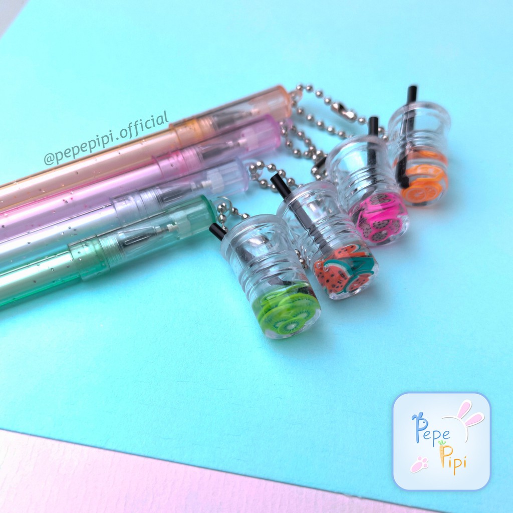 4 &amp; 12 pcs Pena Lemonade Bolpen Pen Pulpen Gelpen Karakter Murah Lucu Selusin Lemenade Jus