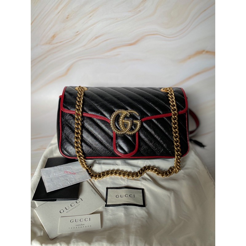 Gucci marmont black red (authentic)