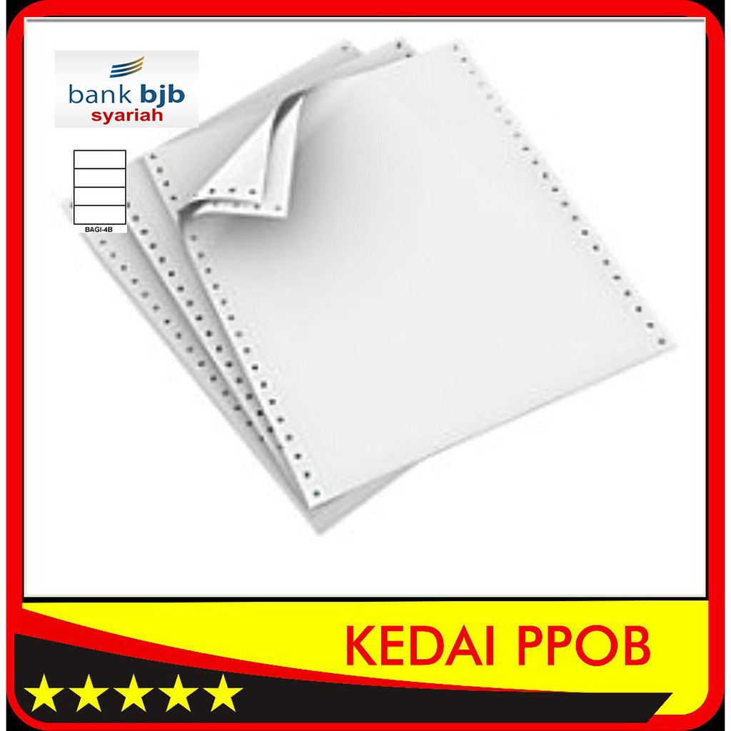 Kertas Continuos Continuous Form Struk PPOB PLN A4 Dibagi 4 Rangkap 1 Eceran Logo Bank BJBS