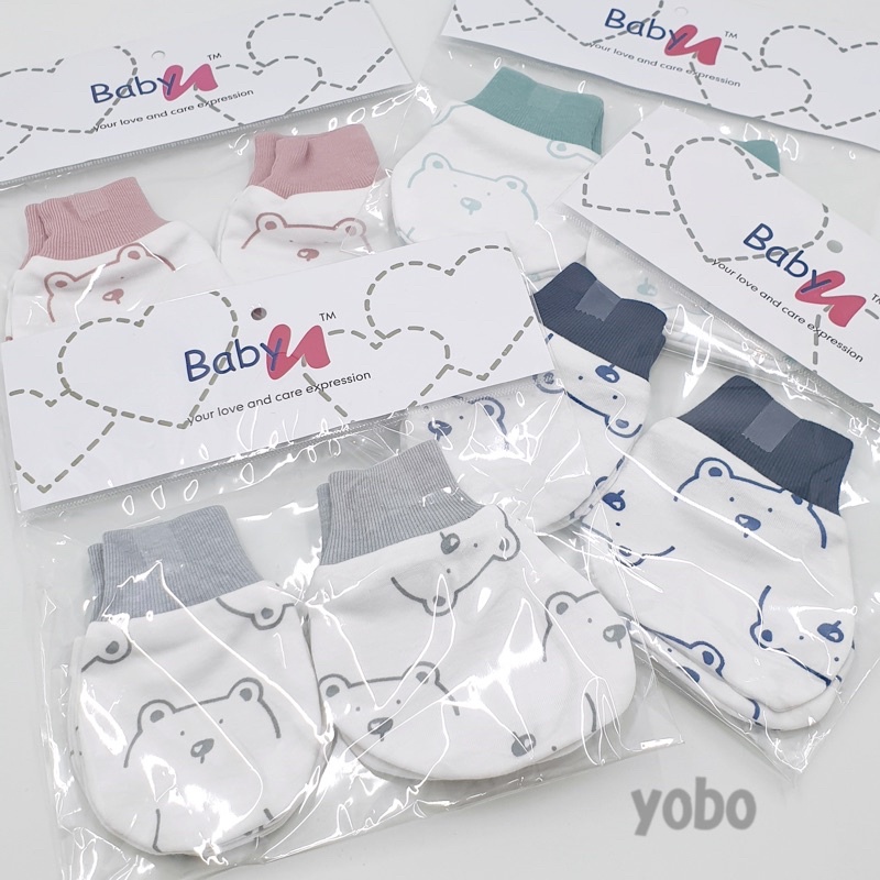 YOBO VERY BEARY Baby Accessories | TOPI SARUNG TANGAN KAKI BAYI STK Very Beary