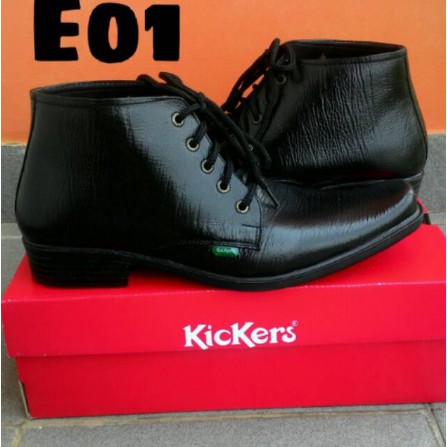Sepatu Pria Boots Pantofel Kickers bahan Kulit Sapi ASli Bertali