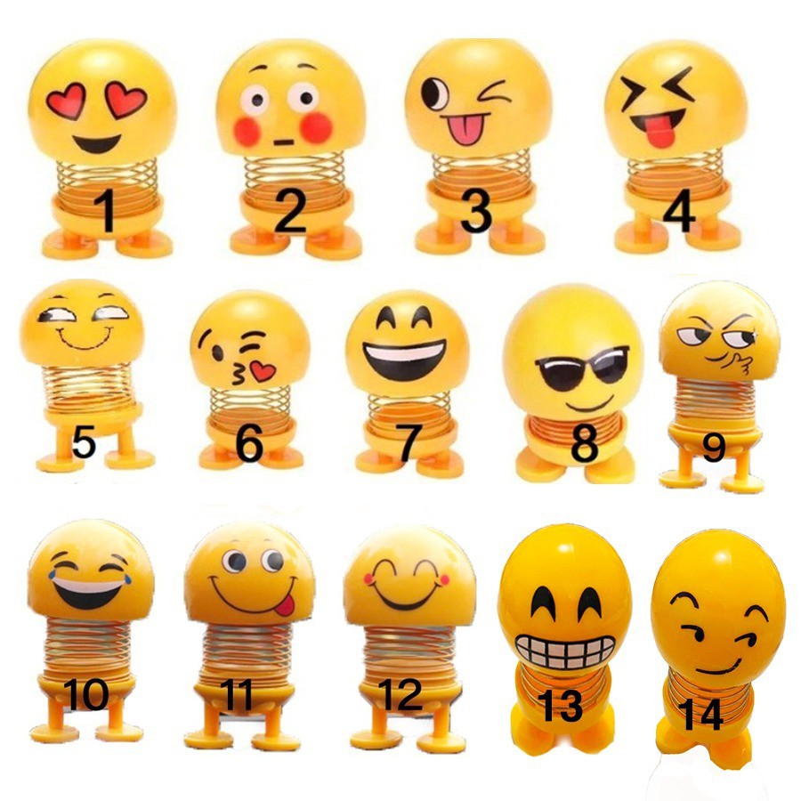 TU88 Pajangan Dashboard Mobil Karakter Emoji Boneka Emoticon Per Goyang Spring Shaking Doll - OJI