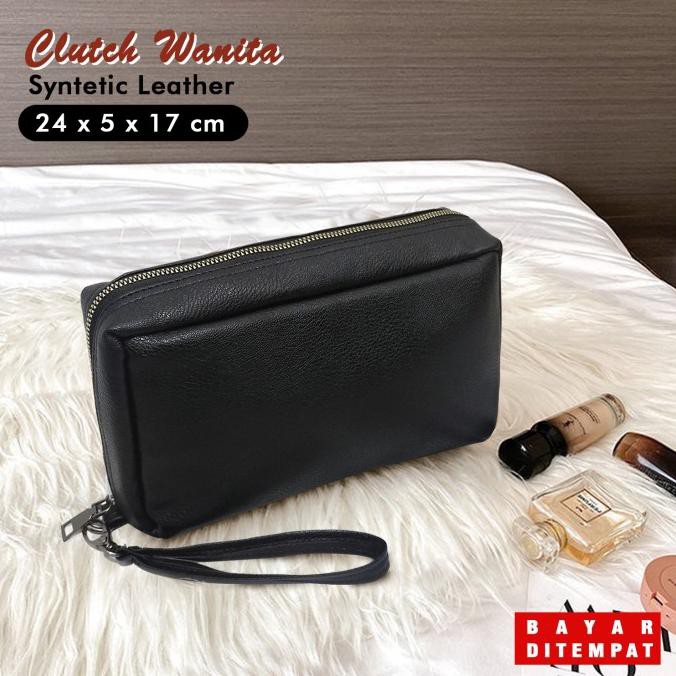 Travel Organizer Dompet Wanita Kulit Sintetis Polos Tempat Uang dan Hp