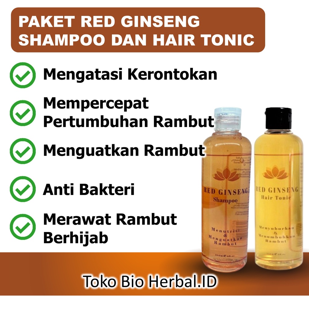 Paket Sampo Rambut Rontok Dan Hair Tonik Rambut Rontok Penyubur Rambut Rontok Red Ginseng B6P