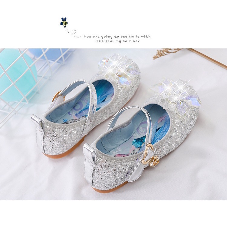 SEPATU ANAK PEREMPUAN KRISTAL ELSA FROZEN SEPATU FLAT SHOES ANAK PANSUS BLINK GLITTER PH 7078-1