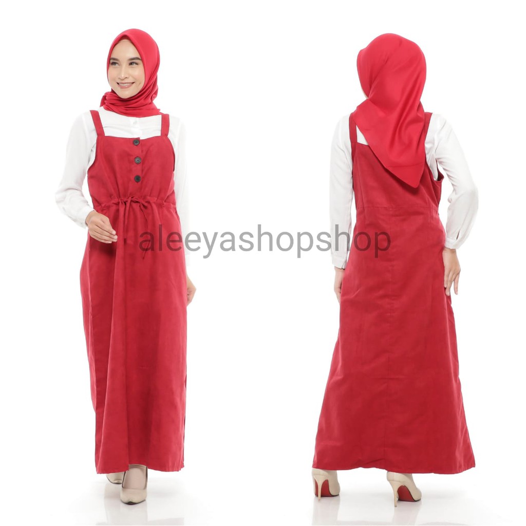 Kora Overall Bahan Suede WARNA MAROON