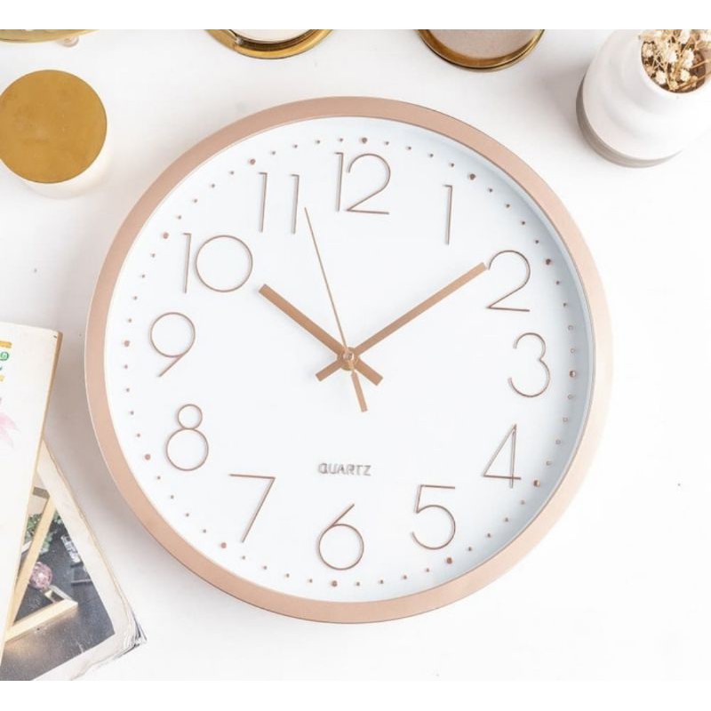 Jam dinding scandinavian list gold