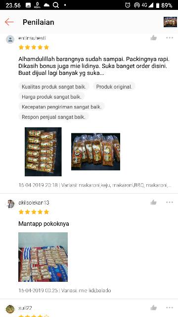 Mie lidi murah enak renyah kemasan 40grm