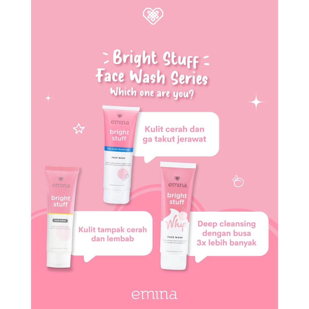 EMINA Bright Stuff Series | pencerah Emina toner face wash moisturizing tone up ACNE PRONE (Valensia)