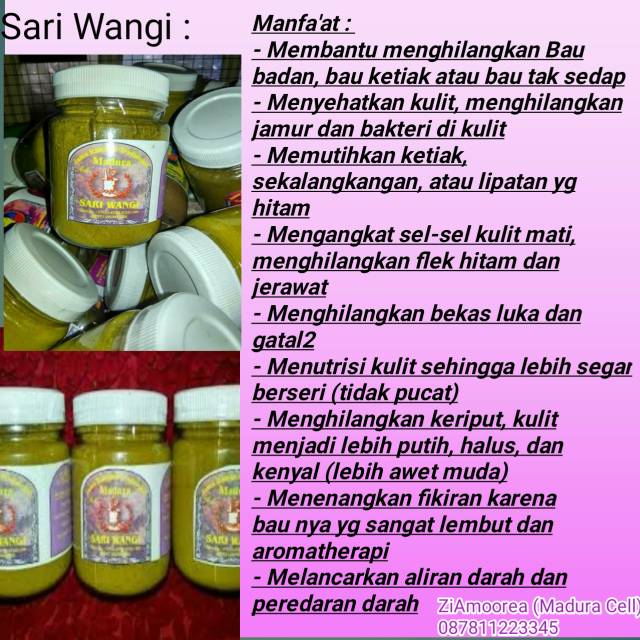 

Minuman Collagen Herbal Sari Wangi Jamu Ramuan Tradisional Madura mencerhakn dan mencegah bau badan