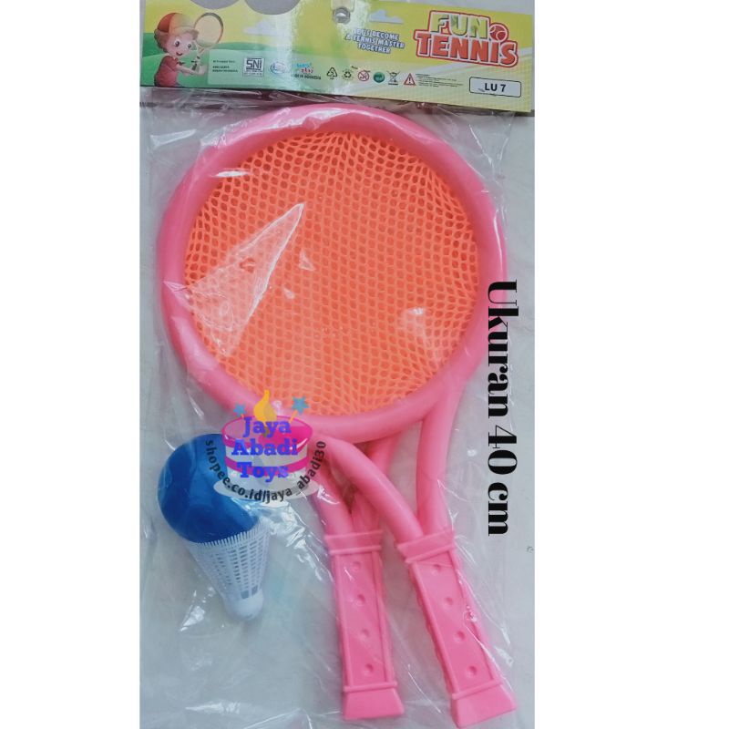 LU 7 - Mainan Raket Tenis Badminton bonus bola dan kok plastik warna Random LU7