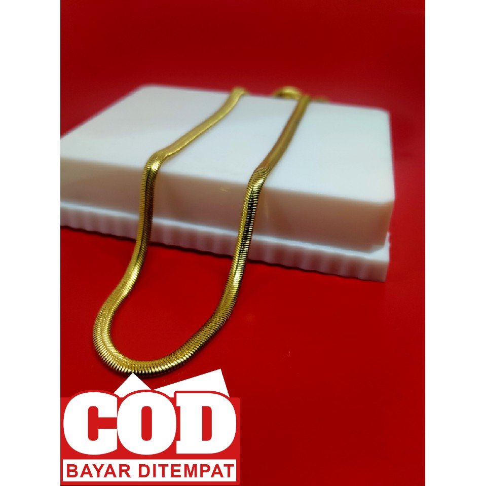 Kalung Titanium Gold Pipih Jumbo