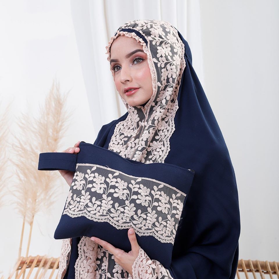 Mukena Brukat Mewah Rayon Jumbo Lace Syafina