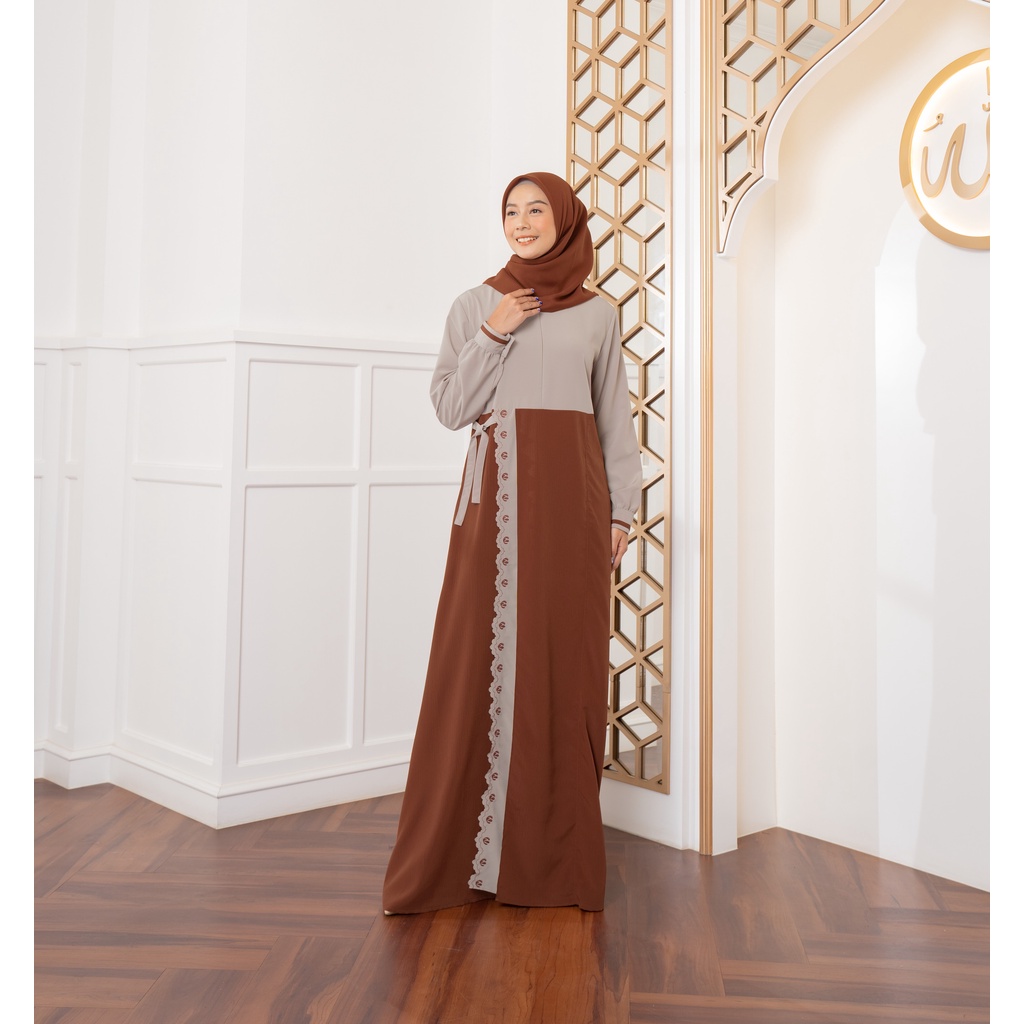 GAMIS Wanita Nibras NB B Creative Brown Kekinian Bahan Katun Jumbo L XL XXL