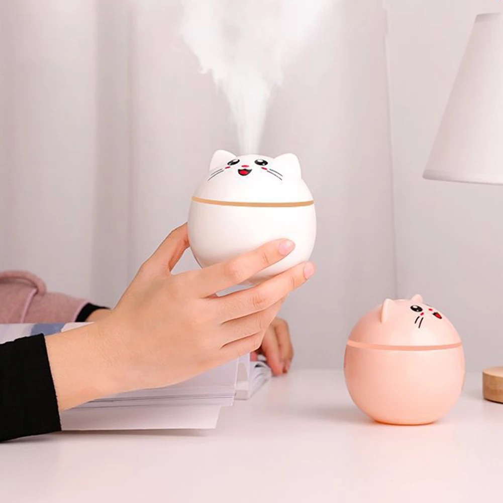 Humidifier / Purifier / Diffuser Minyak Esensial / Aroma Anion / Kabut Mini Elektrik 300ml Dengan 2 Mode + Lampu Malam Led