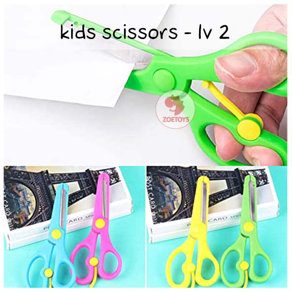 Zoetoys Kids Scissors Lv 1 2 | Kidipulse Kidicut Security Safety Training Scissors Gunting Plastik Besi ujung tumpul Belajar Menggunting Anak 2 tahun