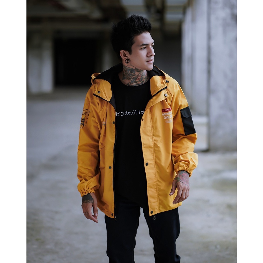 JAKET PRIA - JAKET PARASUT CASUAL SALVIO HEXIA - JAKET PARASUT PRIA - JAKET PRIA PARASUT - JAKET WP-Casual Kuning Japan