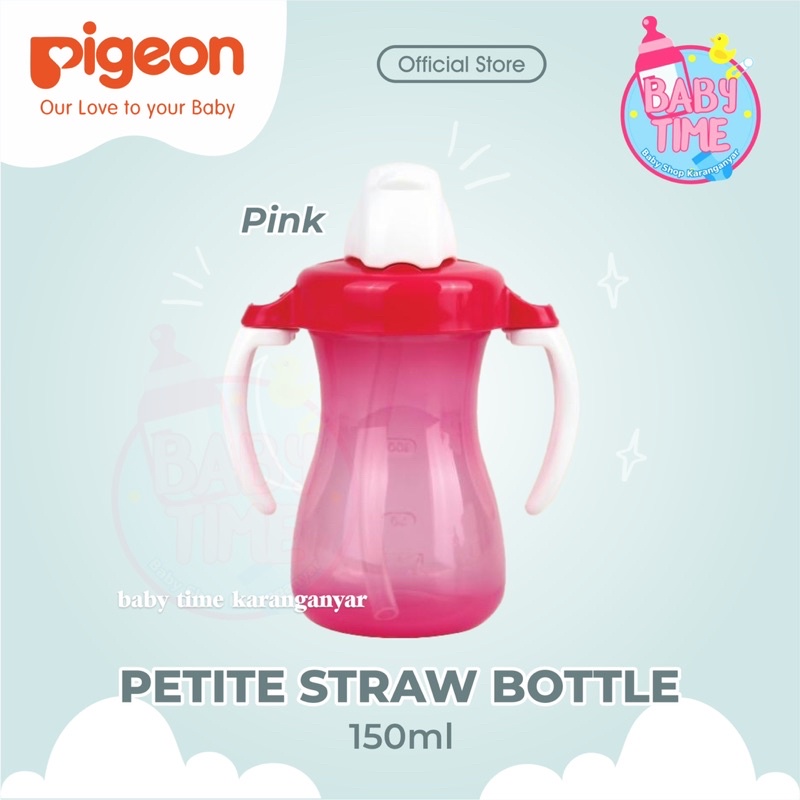 PIGEON Petite Straw Bottle Botol Cangkir Gelas Minum Anak Bayi 150ML 150 ML Training Cup Pink Blue