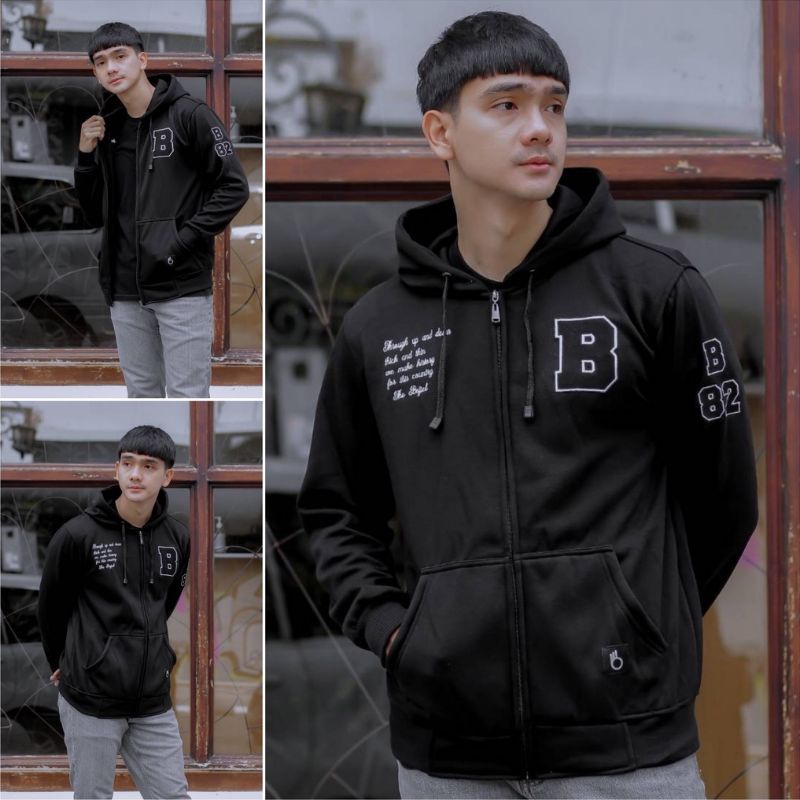 TURUN HARGA ! Jaket Hoodie Zipper Pria Fleece Tebal Original Distro Bandung Sweater The Bojiel