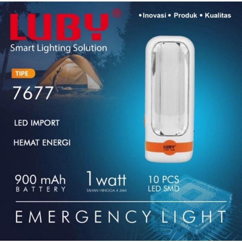 Lampu Emergency+Senter 2 in 1 LUBY L-7677 Tahan 4 jam