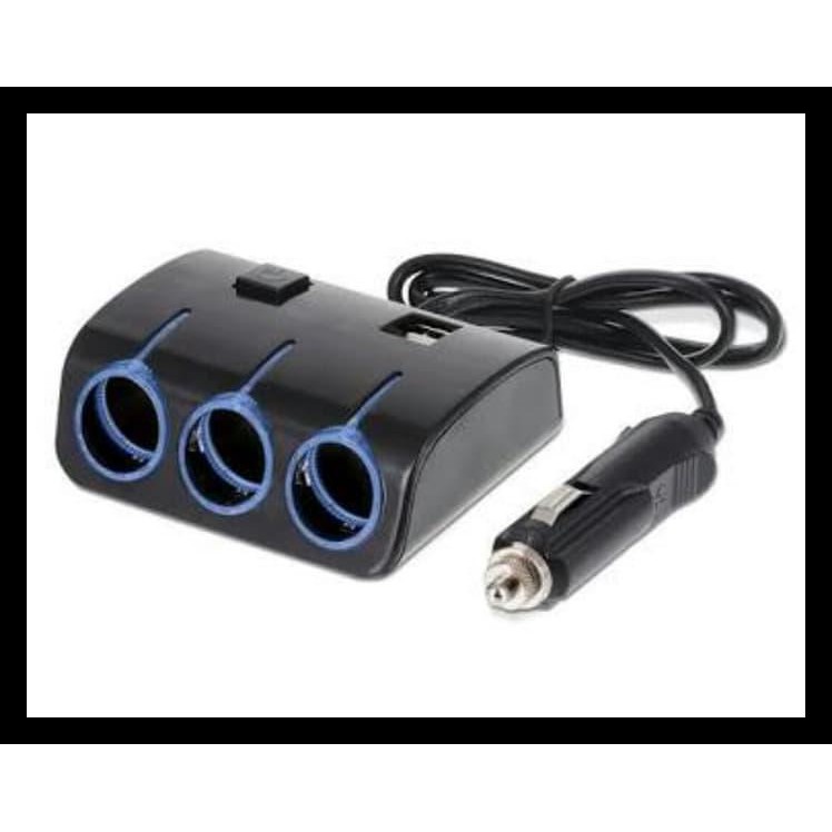 BIG SALE 3 slot sockets lighter + 2 slot usb charger blue led