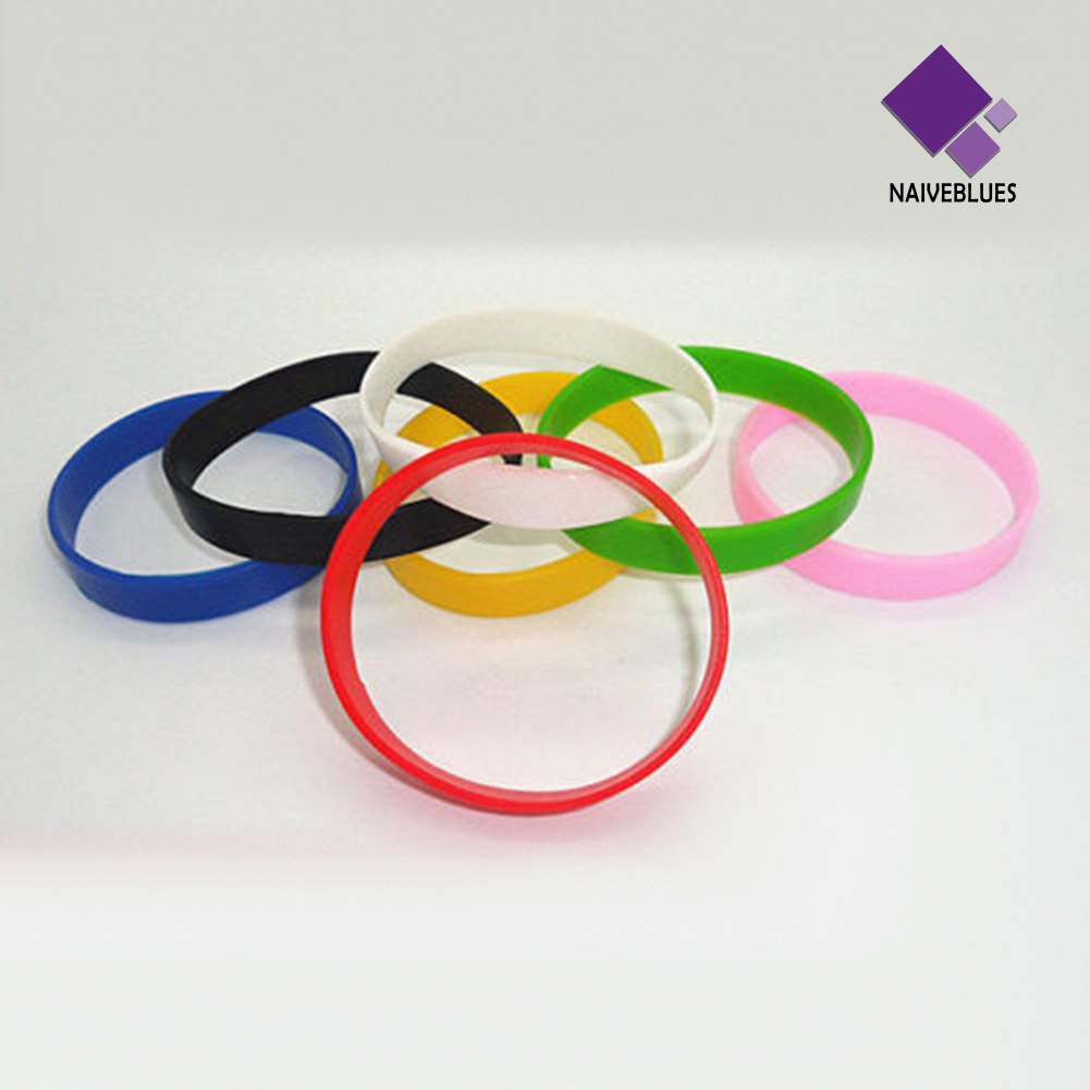 2pcs Gelang Bahan Silikon Warna Solid Untuk Olahraga