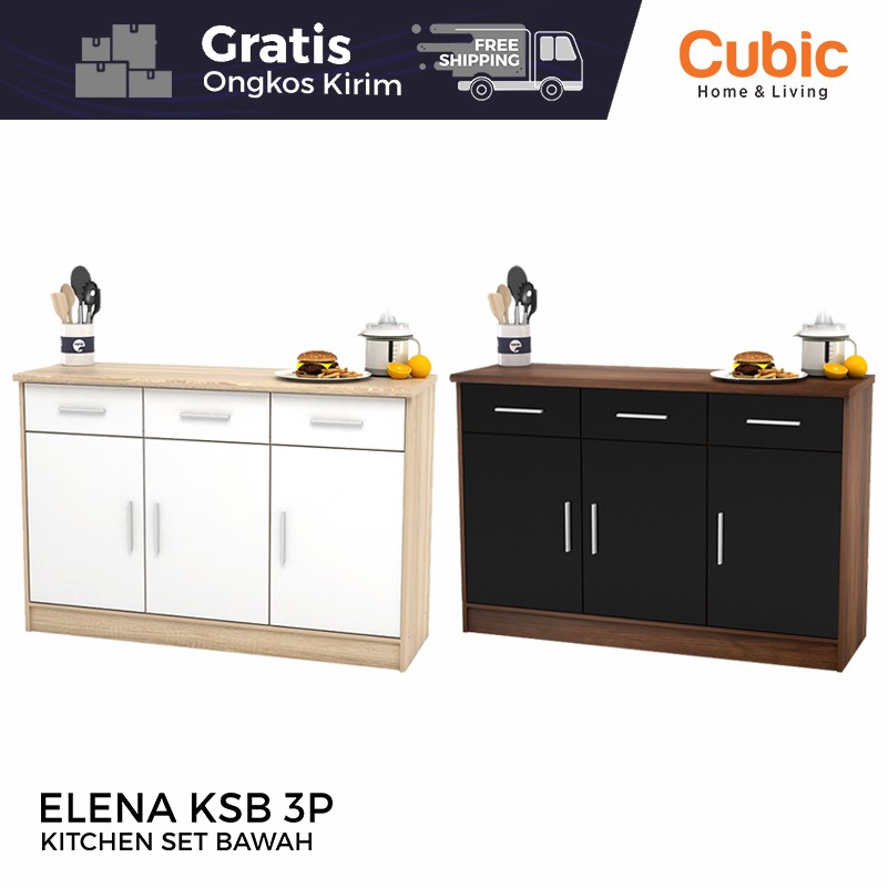 Cubic Kitchen  Set  3  Pintu  Minimalis Rak Bawah  Dapur ELENA KSB 3P 