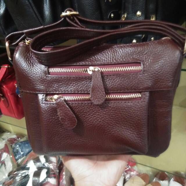Tas kulit asli Garut tas wanita slempang Mini