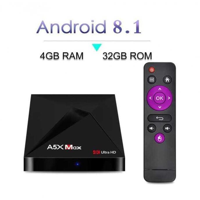 Promo A5X Max - Android Oreo 8.1 Tv Box Ram 4Gb Rom 32Gb Full Kodi - English