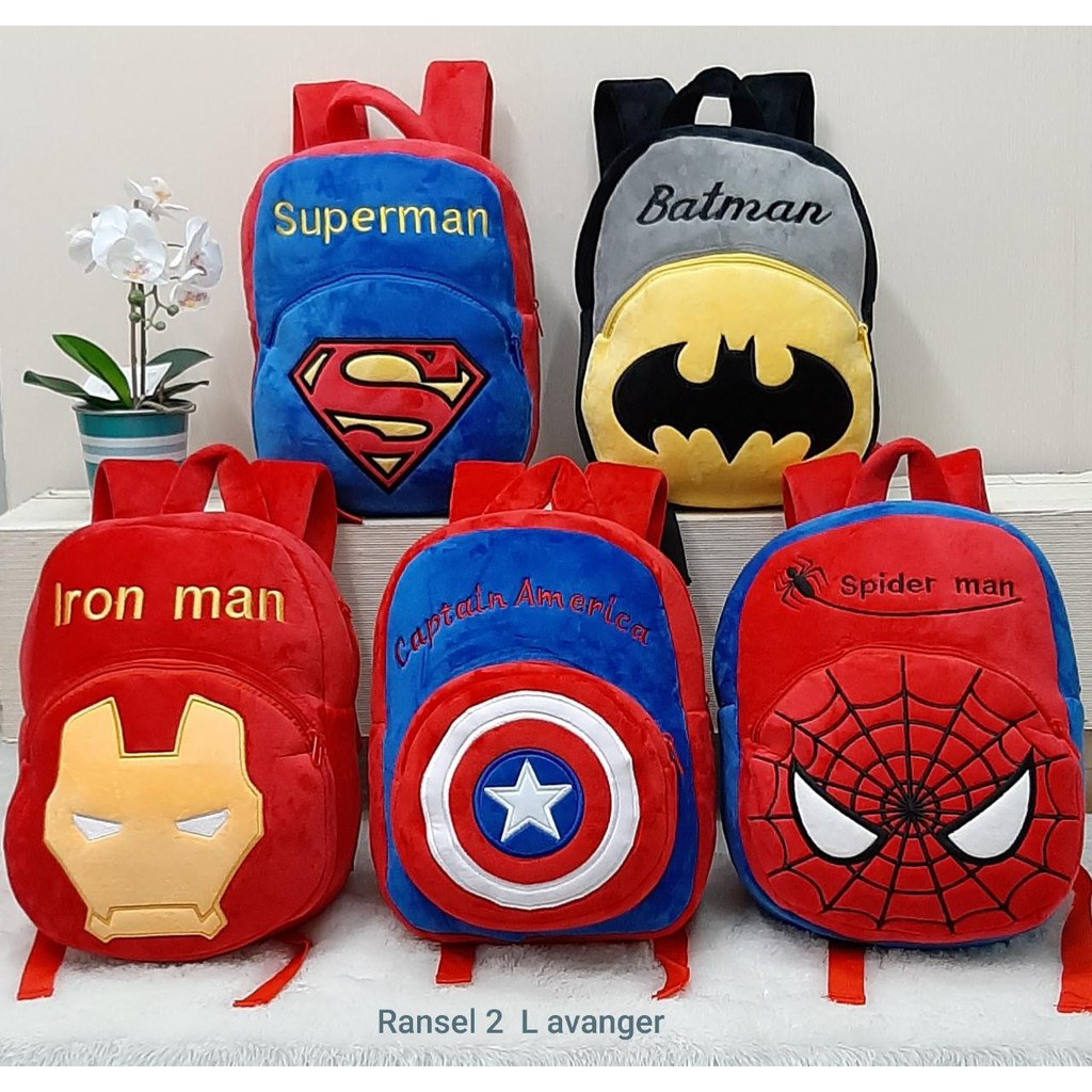 Ransel Avanger Size L/Tas Anak TK SD/Bagpack Anak Laki Laki/Tas Karakter/Ransel Spiderman Ironman