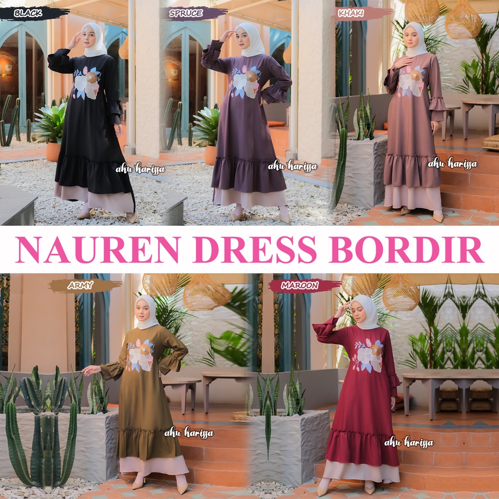 Nauren Dress Bordir Ori Aku Karissa Bahan ITY Crepe