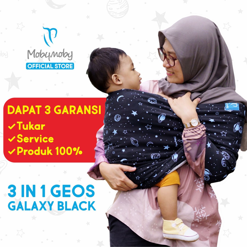 Gendongan Bayi Samping Kaos Mobymoby 3in1 Galaxy Black