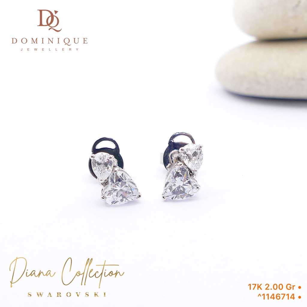 Anting Emas Solitaire Love Swarovski Zirconia Diana Collection 17K