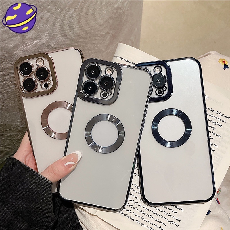 Case Pelindung Mata Bahan TPU Transparan Magnetik Electroplated Untuk IPhone 13 12 11 Pro Max X XR XSMax 7 8 Plus