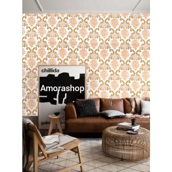 Wallpaper Stiker Dinding Batik Gold Krem10m x 45cm