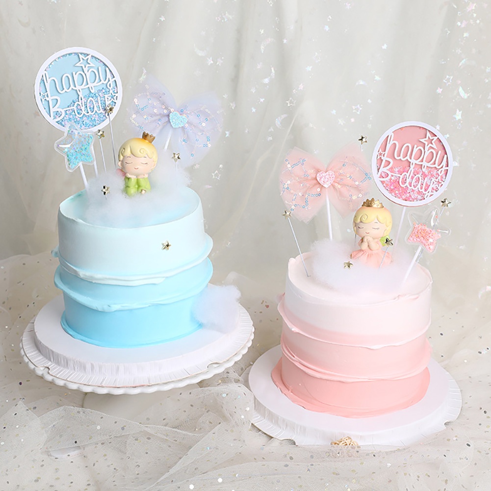 Tk 3Pcs Topper Hiasan Kue Ulang Tahun Bentuk Pita Tulisan Happy Birthday