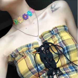 Choker Import Model Korea Bunga Warna-Warni