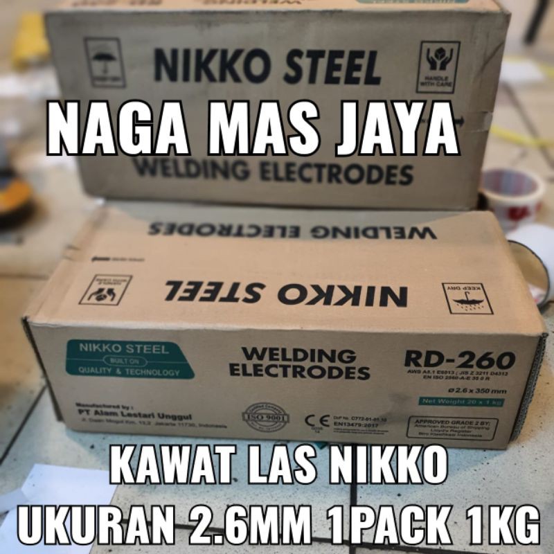KAWAT LAS BESI NIKKO RD260 2.6MM 1KG / KAWAT LAS NIKKO STEEL RD-260 2.6 MM