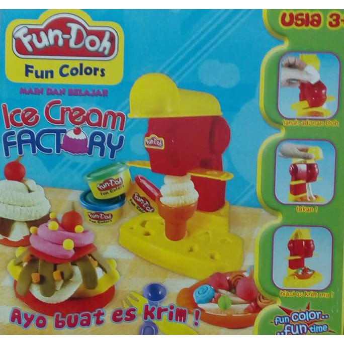 Mainan Anak Lilin Fun-Doh Play-Doh ICE CREAM FACTORY Set Fan-Doh