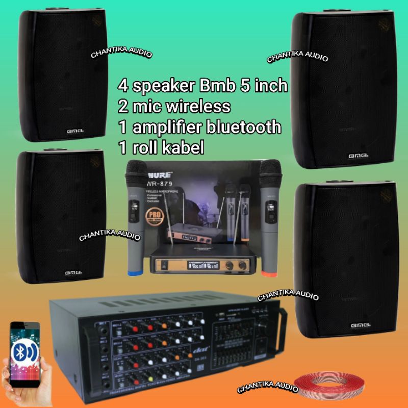 paket speaker 5 inch Bmb kg 511 buat di ruangan cafe dan restoran