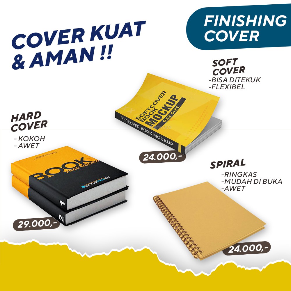 Jual FINISHING BUKU HARD COVER/ SOFT COVER/ SPIRAL/ JILID MIKA/ JILID