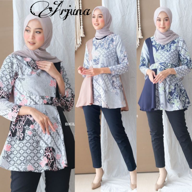 tey-17 Batik Wanita ASJ SA HRB026 Kenogo Kemeja Tosca Pendek