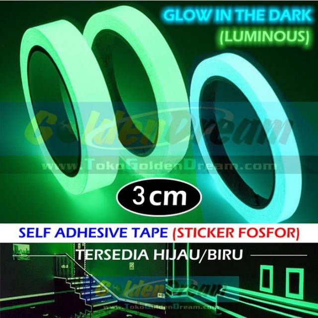 Luminous Tape Stiker Lakban Fosfor Glow in the Dark 3cm x 3m - HIJAU