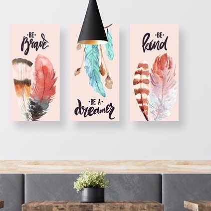 Dapat 3 Hiasan Dekorasi Bulu Kamar Tidur Hiasan Dinding Feather  Bulu Bohemian Series