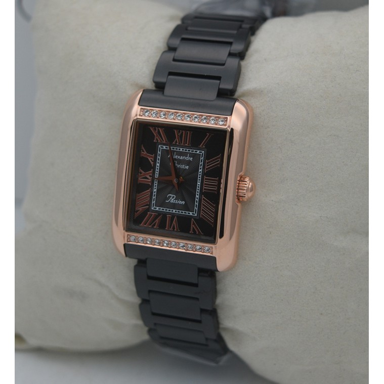 Alexandre Christie Ac 2660 Rosegold Black, Jam Tangan Wanita, Original