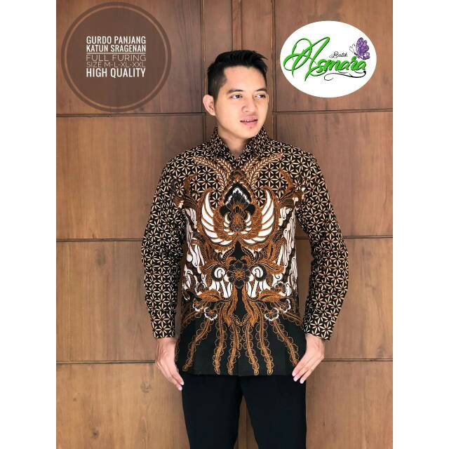 Batik Pria Gurdo Panjang Katun Sragenan Full Furing Murah