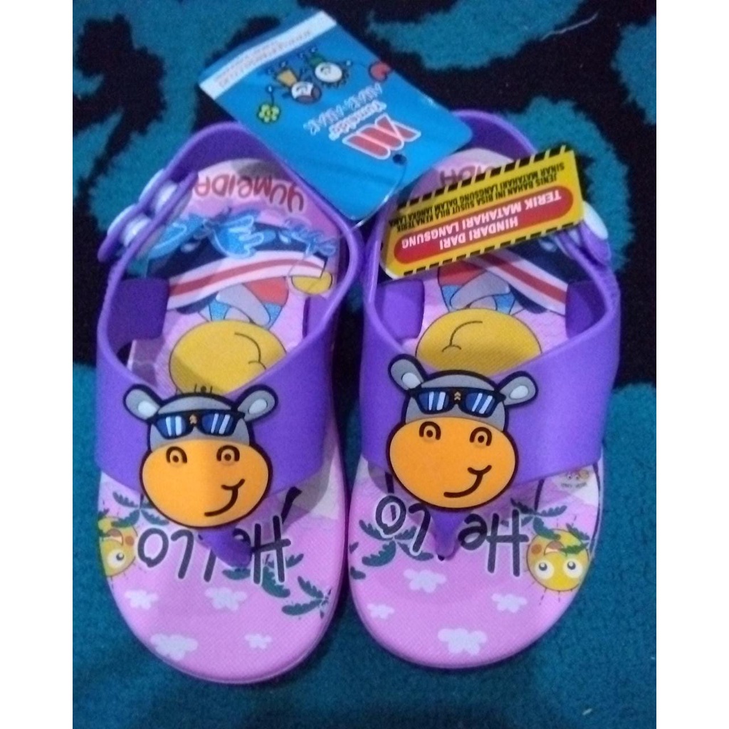 sandal jepit tali belakang baby yumeida A 21102 XS 18-23/sandal hippo anak sandal karakter sandal bayi sandal lucu