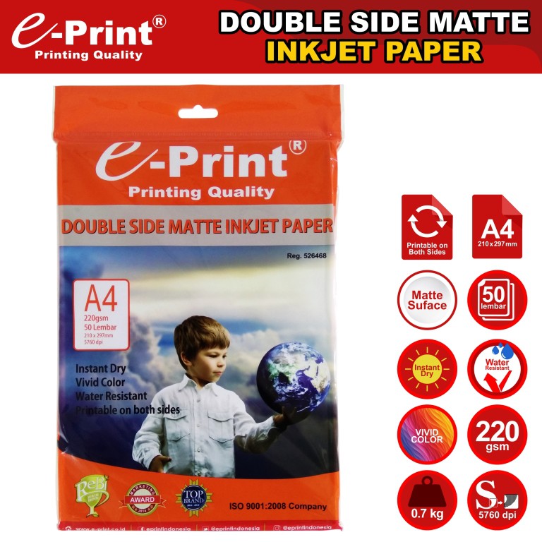 

[PAK] E-PRINT DOUBLE SIDE MATTE INKJET PAPER EP A4 220GR 50S*