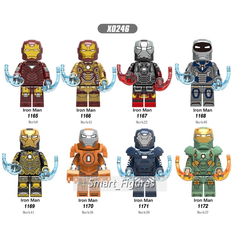 X0246 Mainan Action Figure Iron Man Minifigures Mark 6 22 36 37 38 40 41 42 Marvel Untuk Koleksihadiah Anak