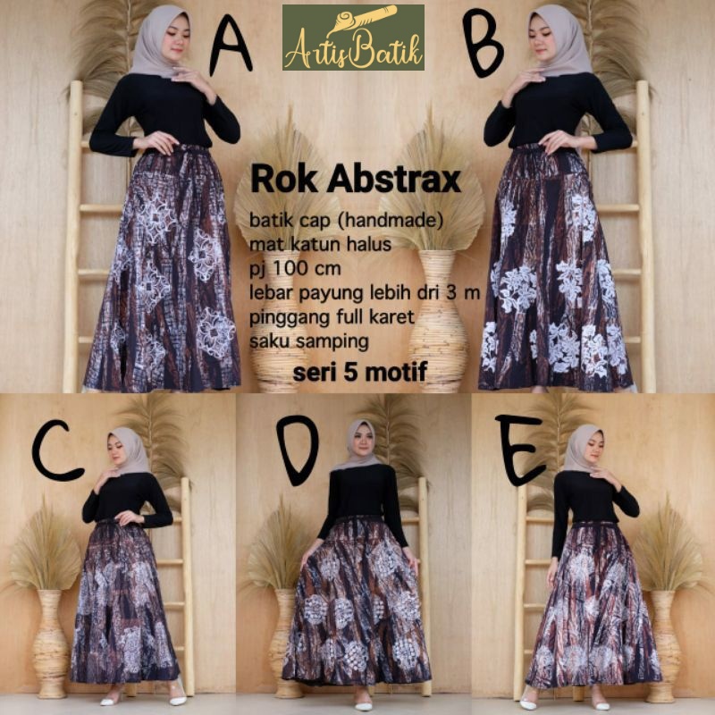 NEW ROK BATIK ABSTRAK BATIK CAP BAWAHAN CANTIK ROK BATIK ROK PAYUNG  BATIK SERAGAM KERJA ROK BATIK P